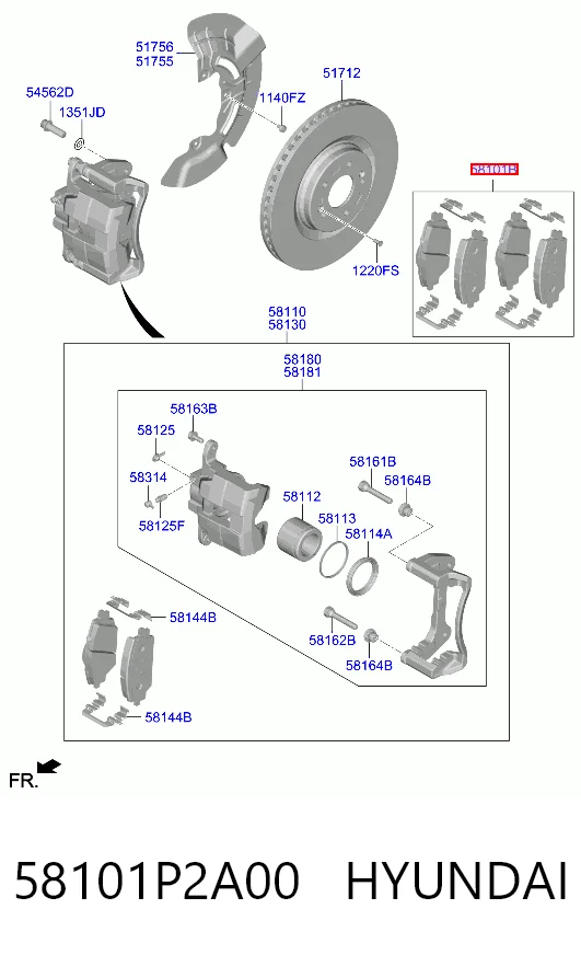 58101P2A00 Hyundai/Kia Pastillas delanteras