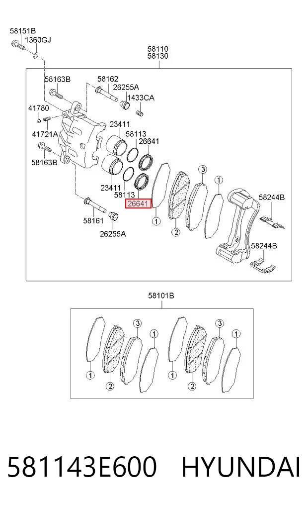  Kit de reparación de pinzas de freno Hyundai H100 