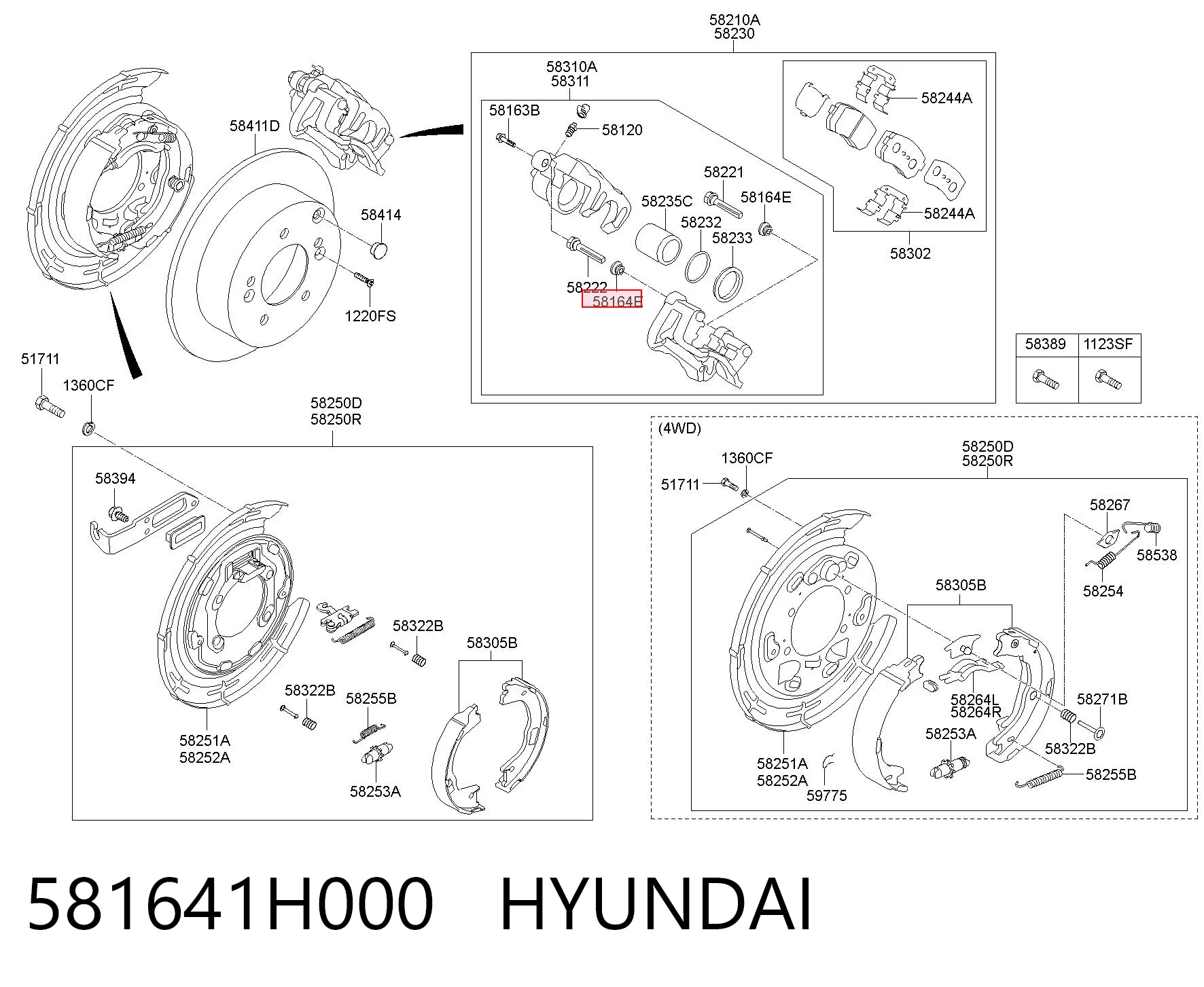581641H000 Hyundai/Kia Fuelle de guía de pinza de freno delantero