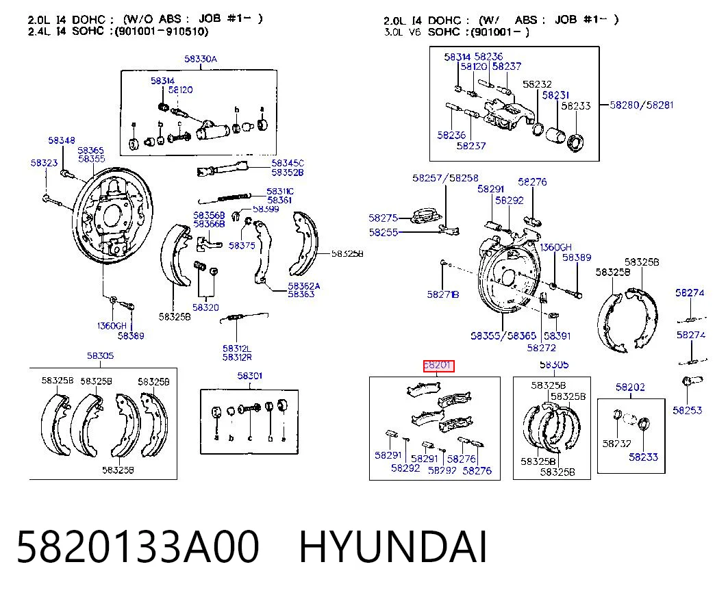 Pastillas freno traseras para Hyundai Sonata II 
