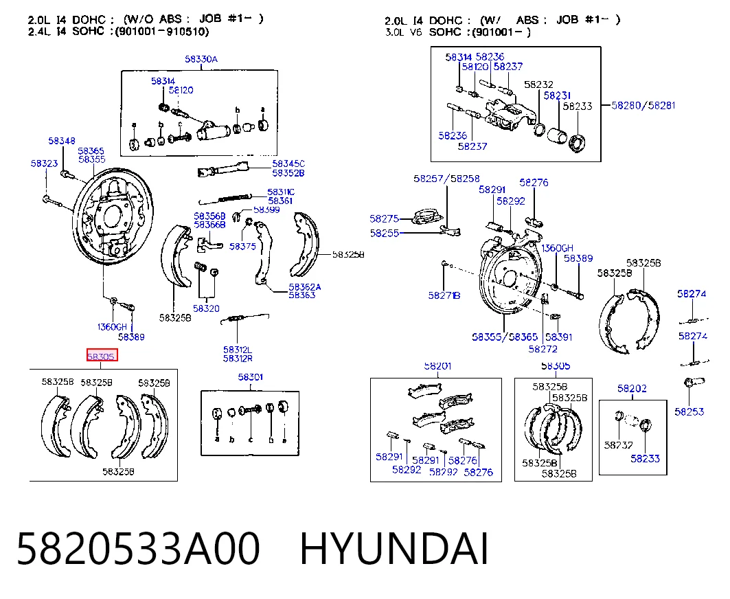 Comprar Zapatas de freno de estacionamiento Hyundai Sonata III Y-3 a bajo precio
