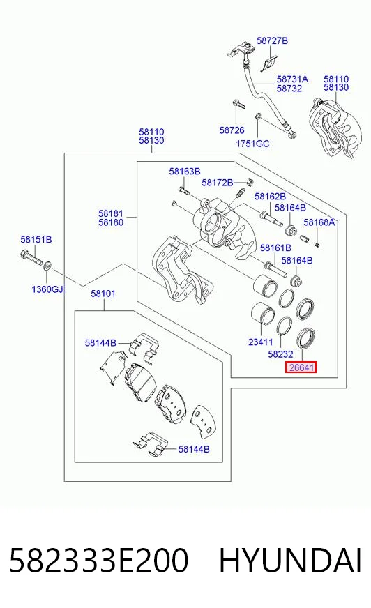 582333E200 Hyundai/Kia Kit de reparación de pinzas
