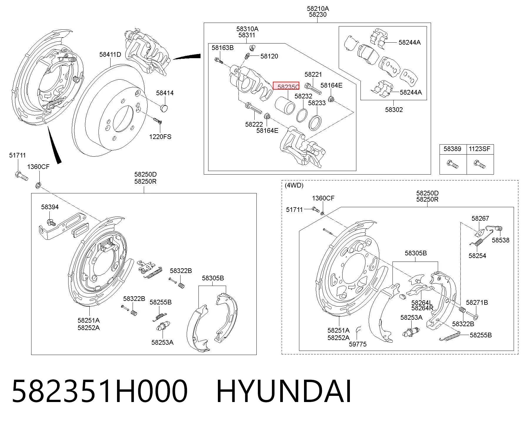 582351H000 Hyundai/Kia Émbolo de la pinza de freno trasera