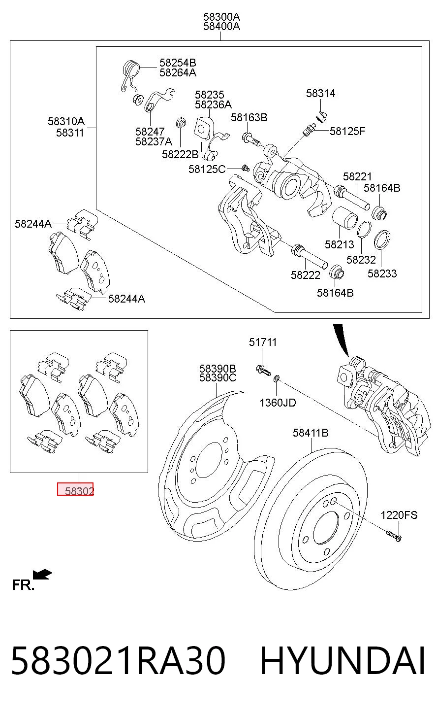 583021RA30 Hyundai/Kia Pastillas freno traseras