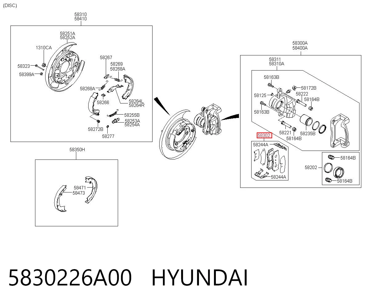 5830226A00 Hyundai/Kia Pastillas freno traseras