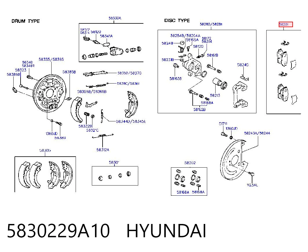 5830229A10 Hyundai/Kia Pastillas freno traseras