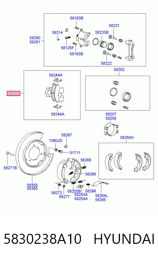 5830238A10 Hyundai/Kia Pastillas freno traseras