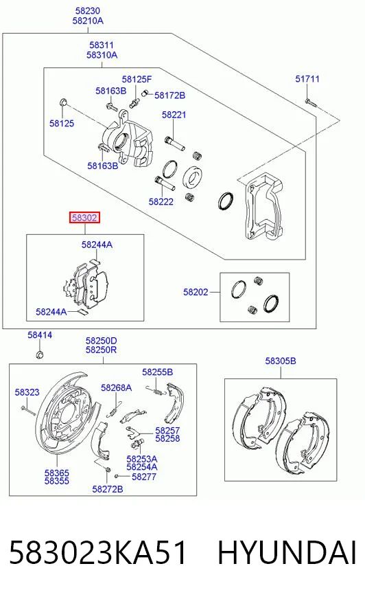 583023KA51 Hyundai/Kia Pastillas freno traseras