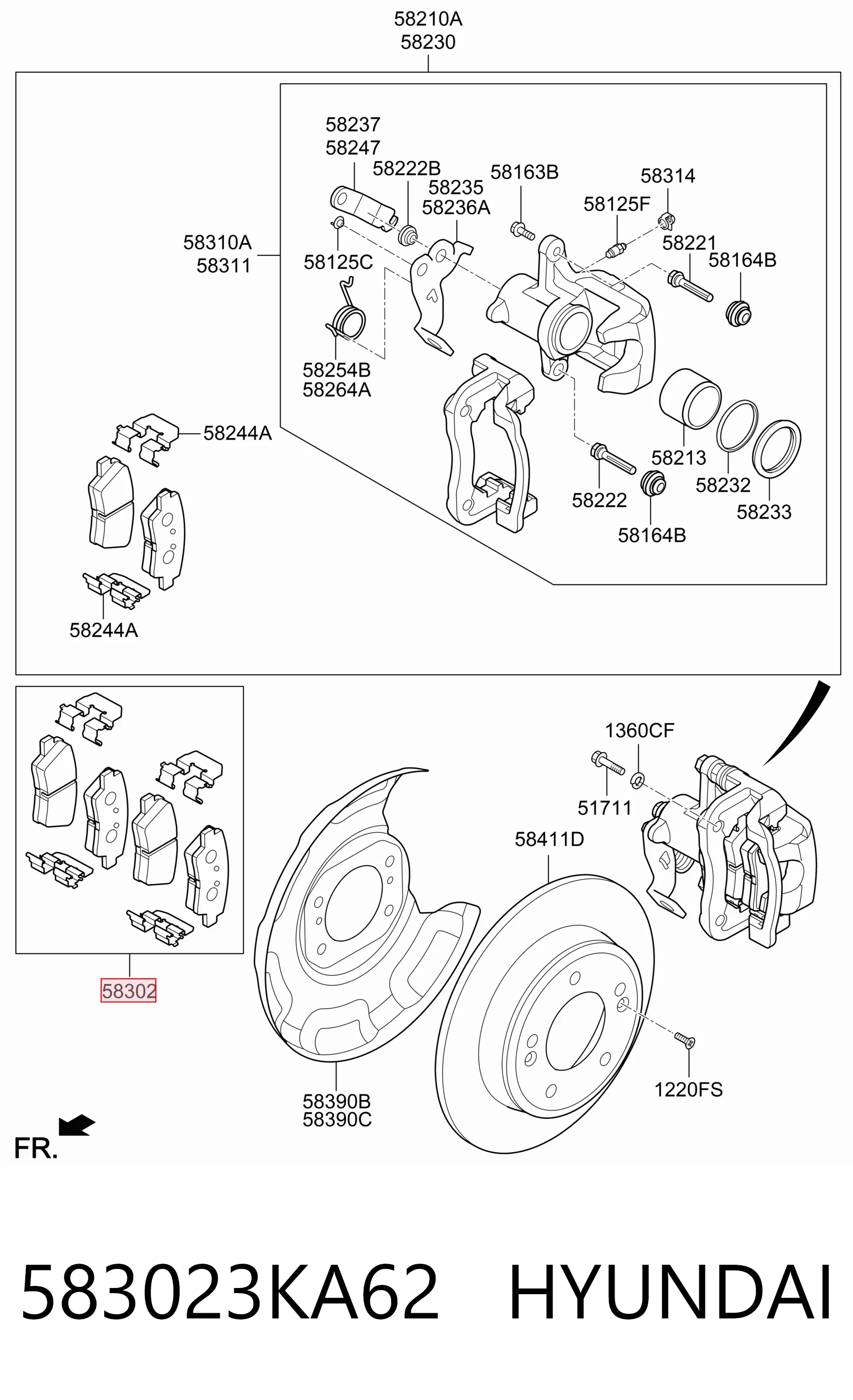583023KA62 Hyundai/Kia Pastillas freno traseras