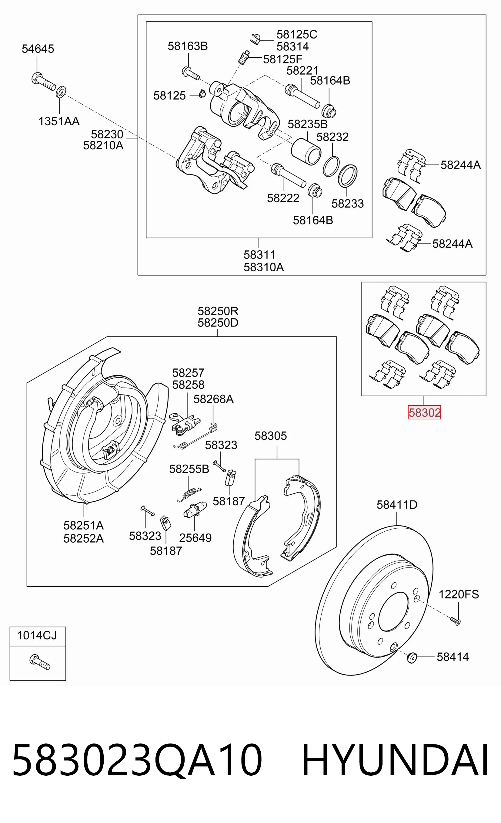 583023QA10 Hyundai/Kia Pastillas freno traseras