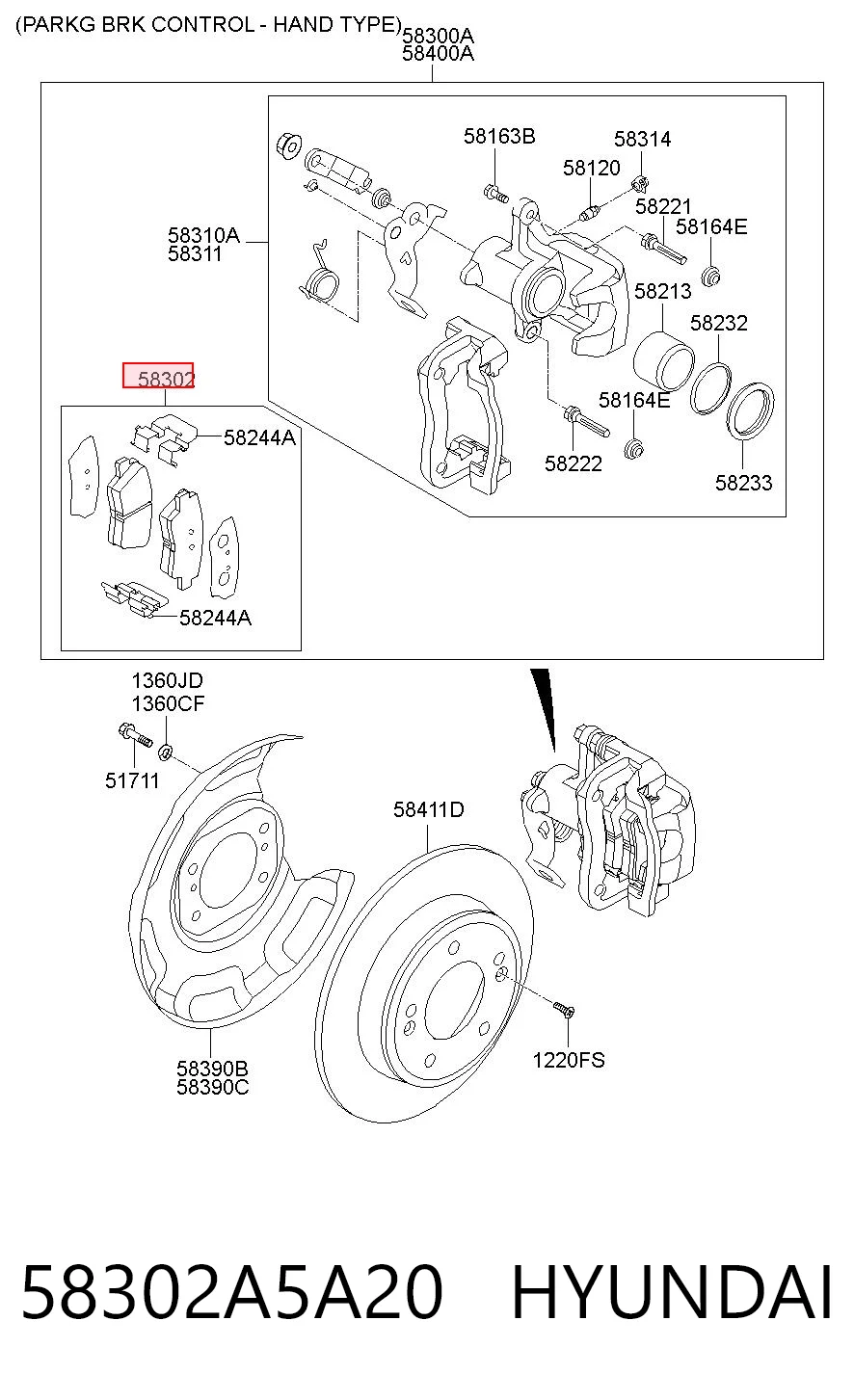 58302A5A20 Hyundai/Kia Pastillas freno traseras