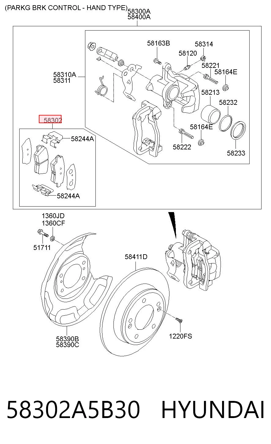 58302A5B30 Hyundai/Kia Pastillas freno traseras