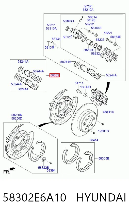 58302E6A10 Hyundai/Kia Pastillas freno traseras
