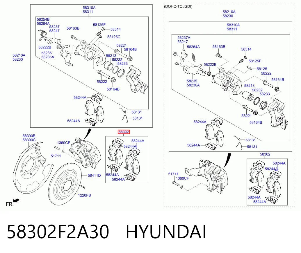 58302F2A30 Hyundai/Kia Pastillas freno traseras