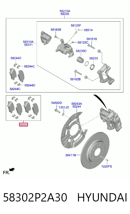 58302P2A30 Hyundai/Kia Pastillas freno traseras