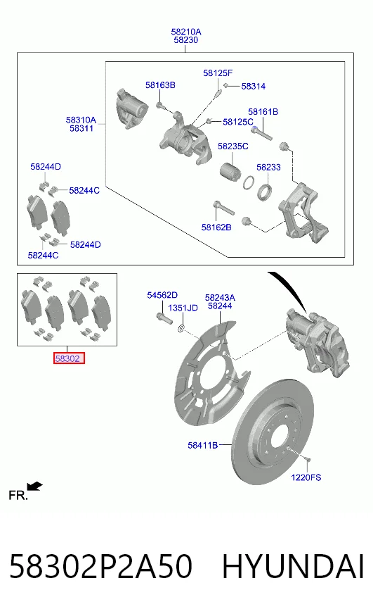 58302P2A50 Hyundai/Kia Pastillas freno traseras