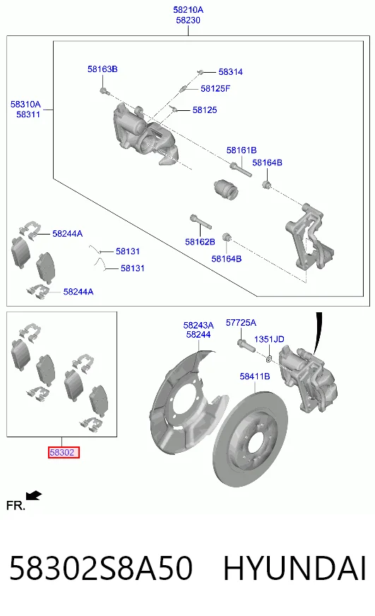 58302S8A50 Hyundai/Kia Pastillas freno traseras