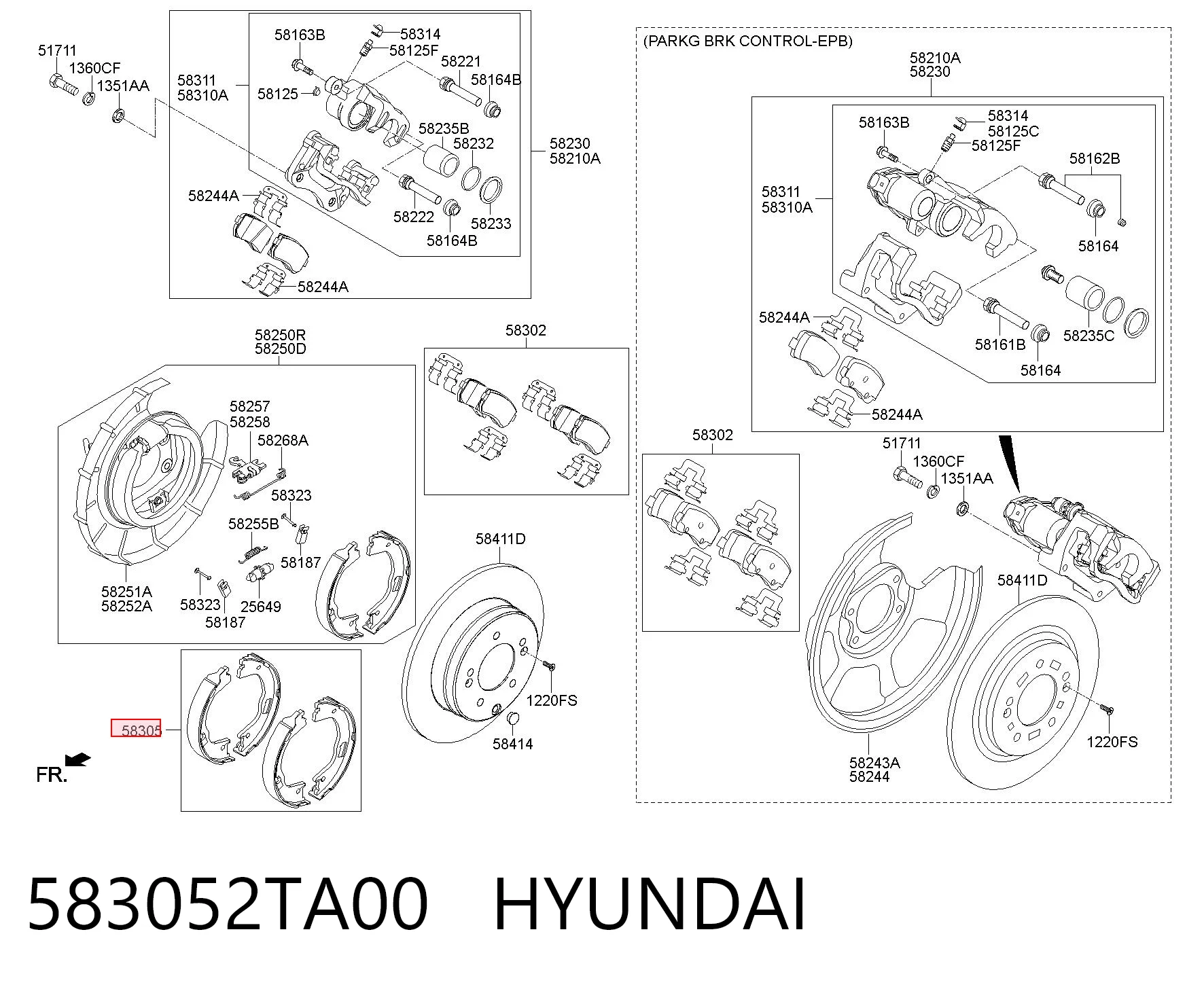 583052TA00 Hyundai/Kia Zapatas de freno de estacionamiento