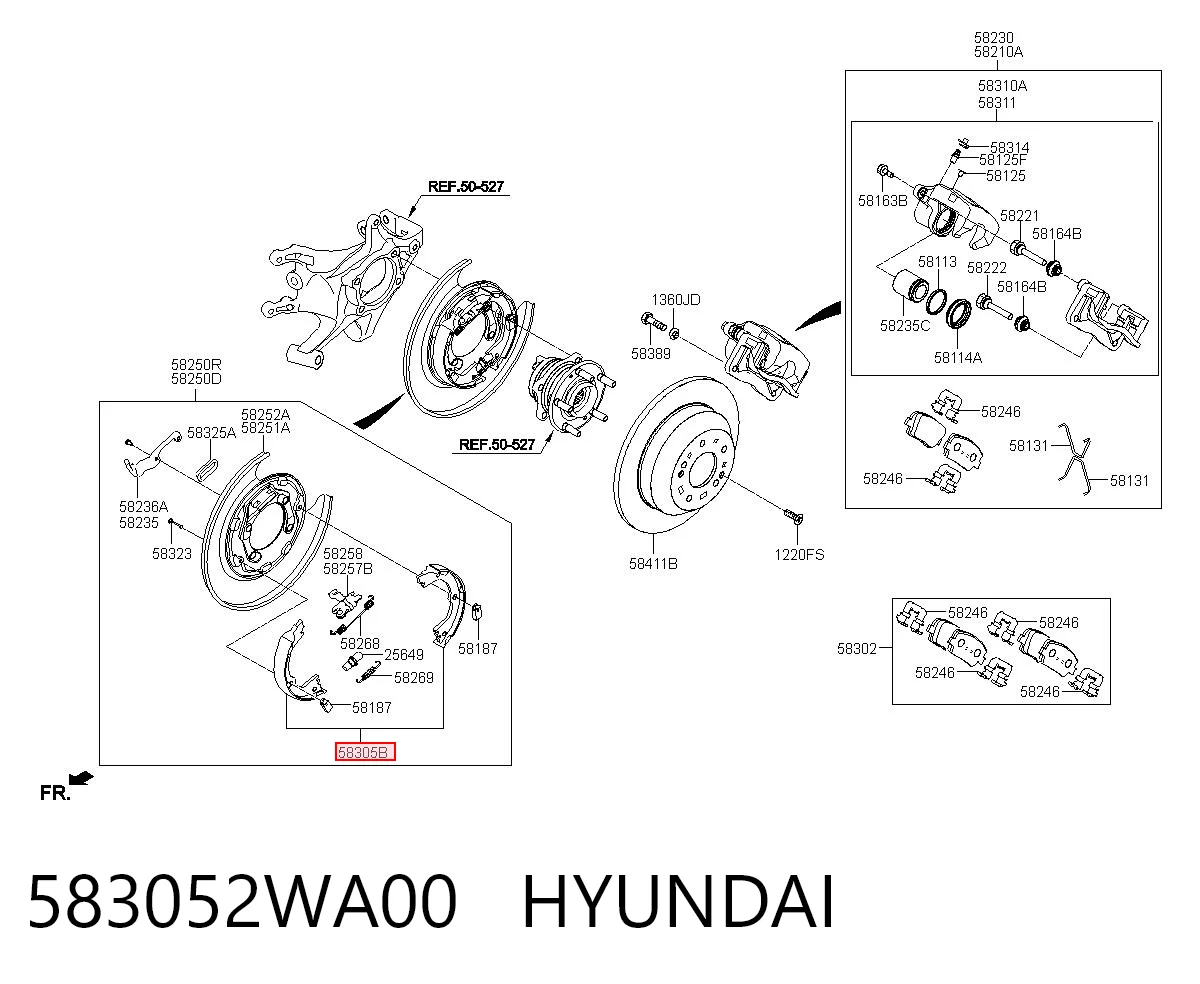 583052WA00 Hyundai/Kia Zapatas de freno de estacionamiento