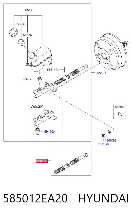Kit de reparación cilindro de freno principal para Hyundai Tucson JM