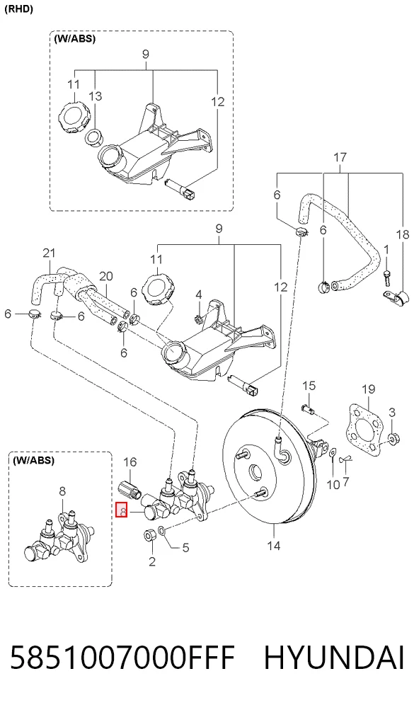 Bomba de freno 5851007000FFF HYUNDAI