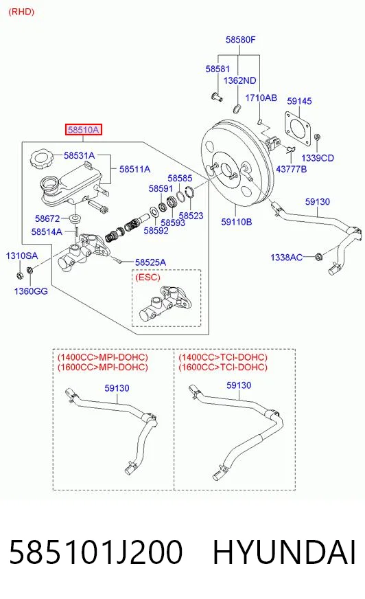 Cilindro maestro de frenos Hyundai I10 hatchback (PA) (2007 - 2010) precio, desde 55,90 EUR