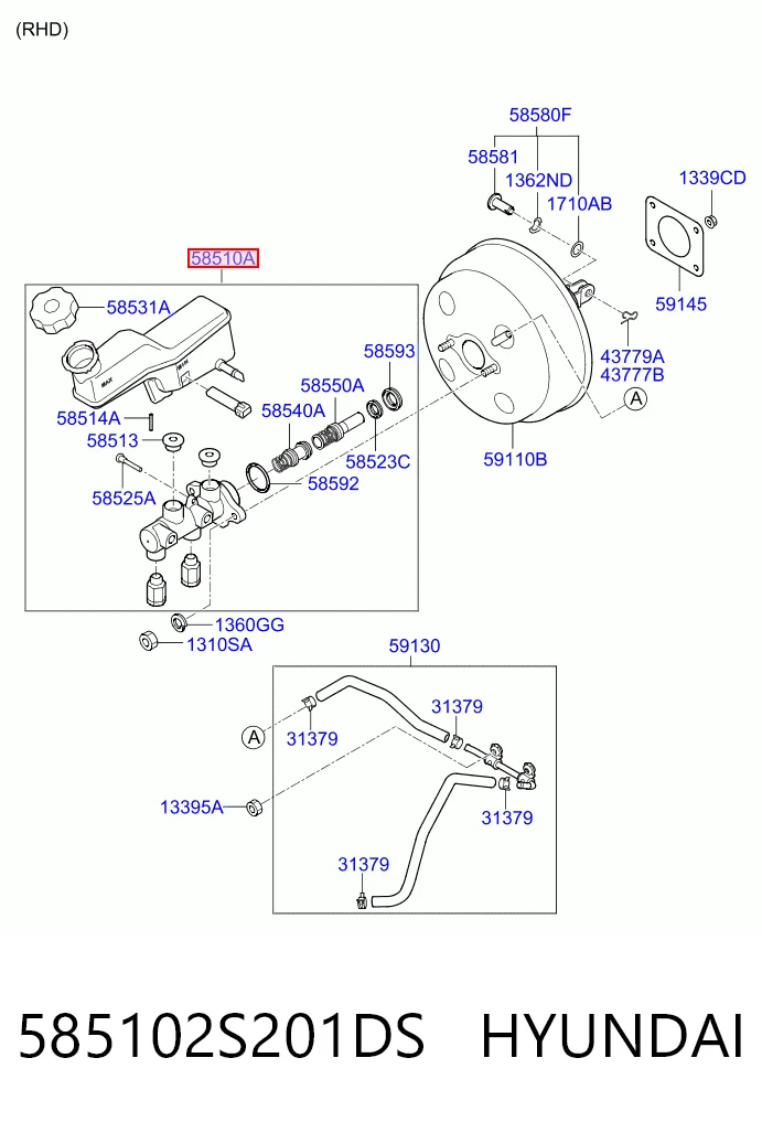 Cilindro maestro de frenos para Hyundai Tucson TM