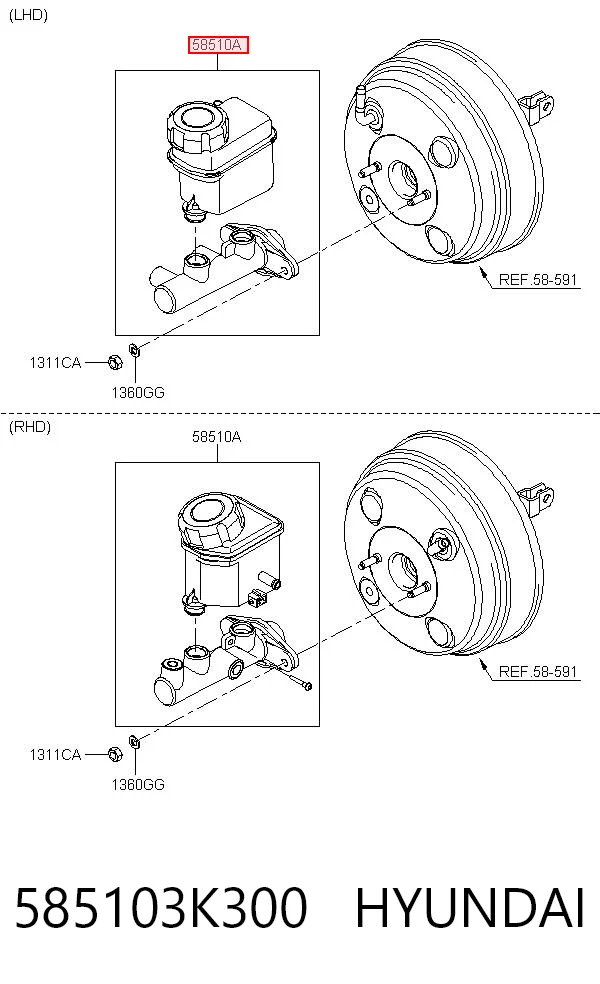 Cilindro principal de frenos para Hyundai Sonata V NF