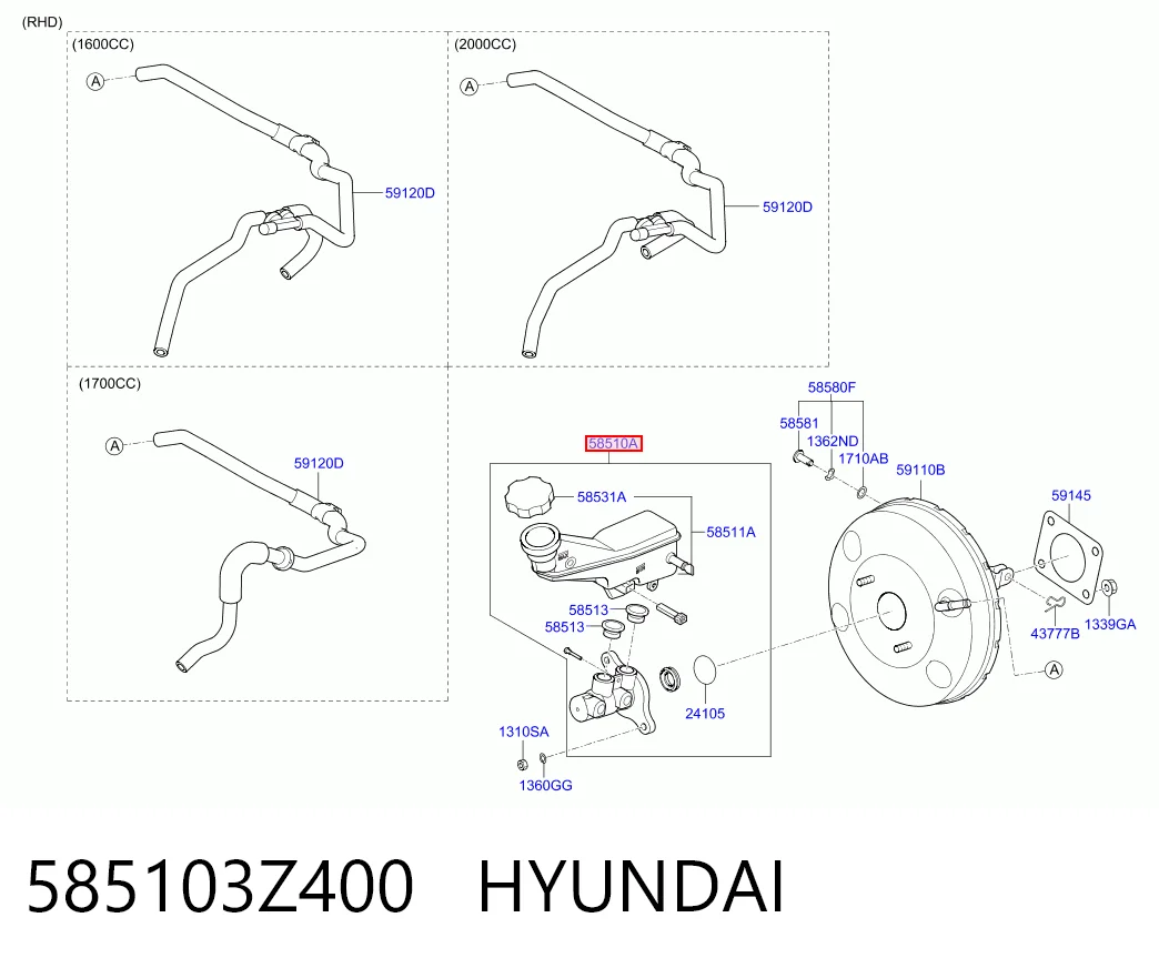 Cilindro principal de frenos para Hyundai I40 I VF