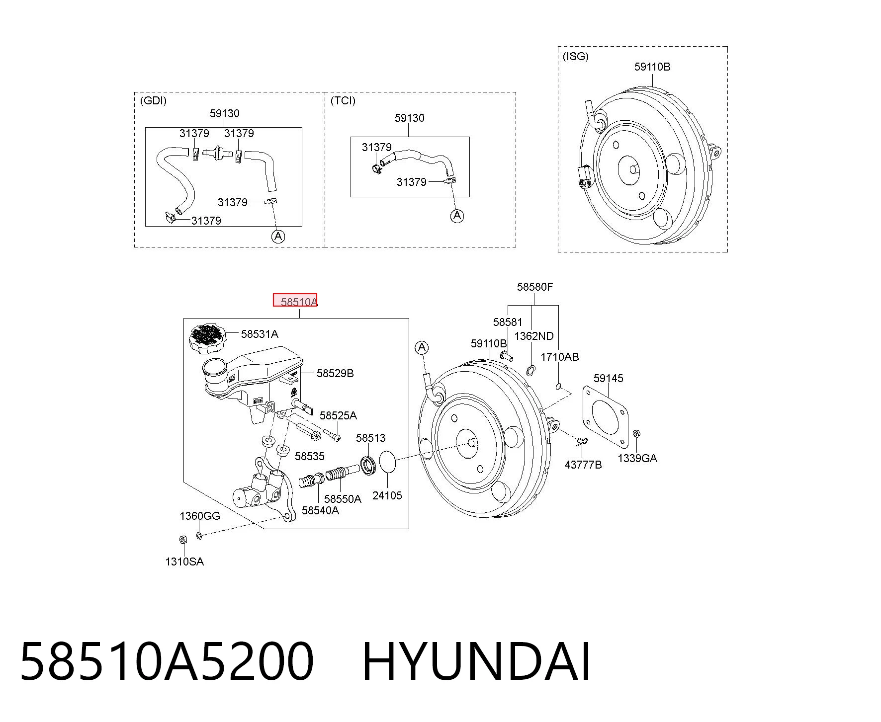 58510A5200 Hyundai/Kia Cilindro principal de frenos
