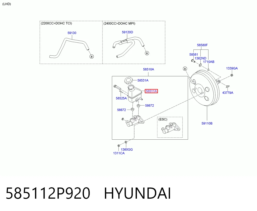 Comprar Depósito del líquido de frenos del cilindro maestro Hyundai Santa Fe II CM a bajo precio