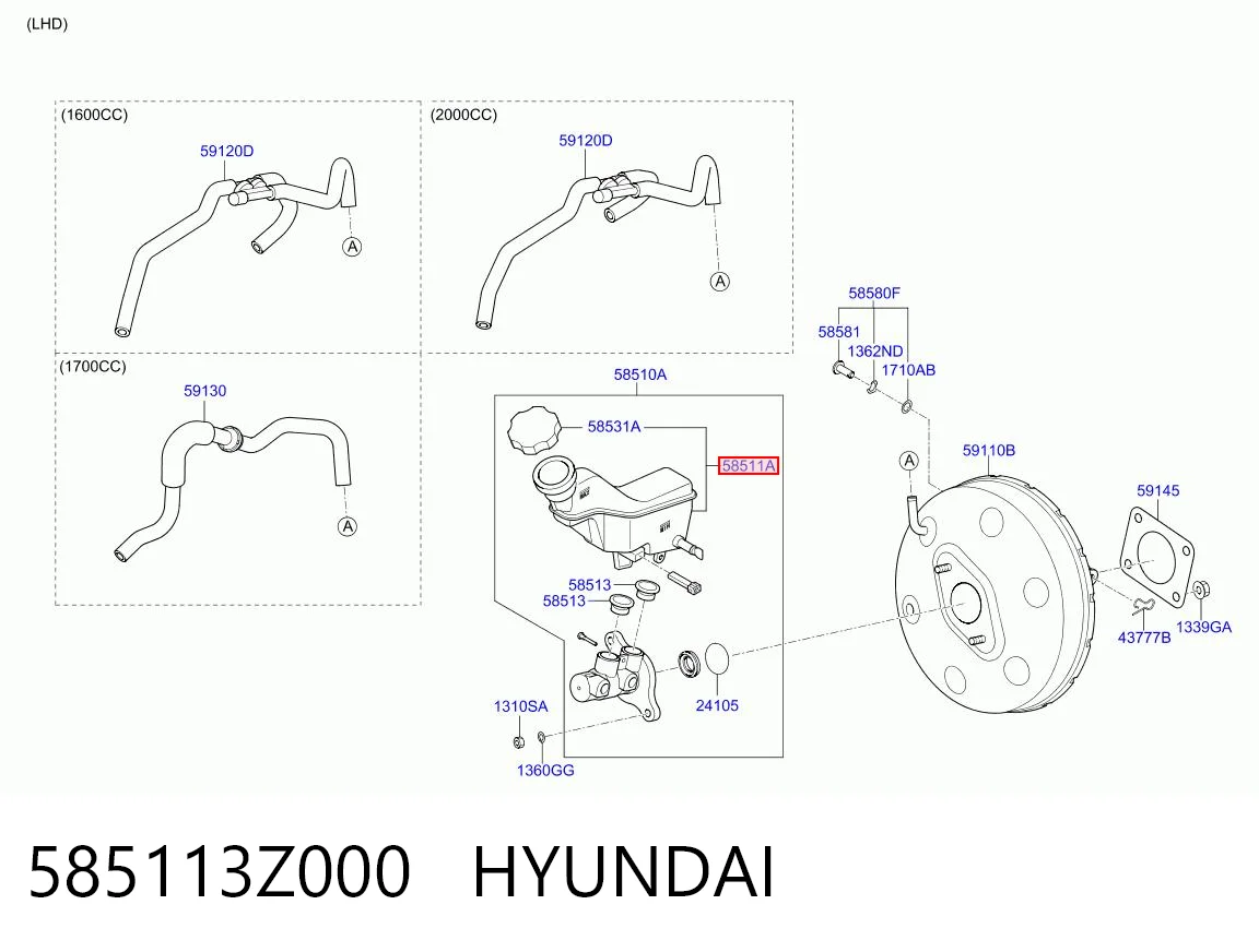 Comprar Depósito del líquido de frenos del cilindro maestro Hyundai I40 VF a bajo precio