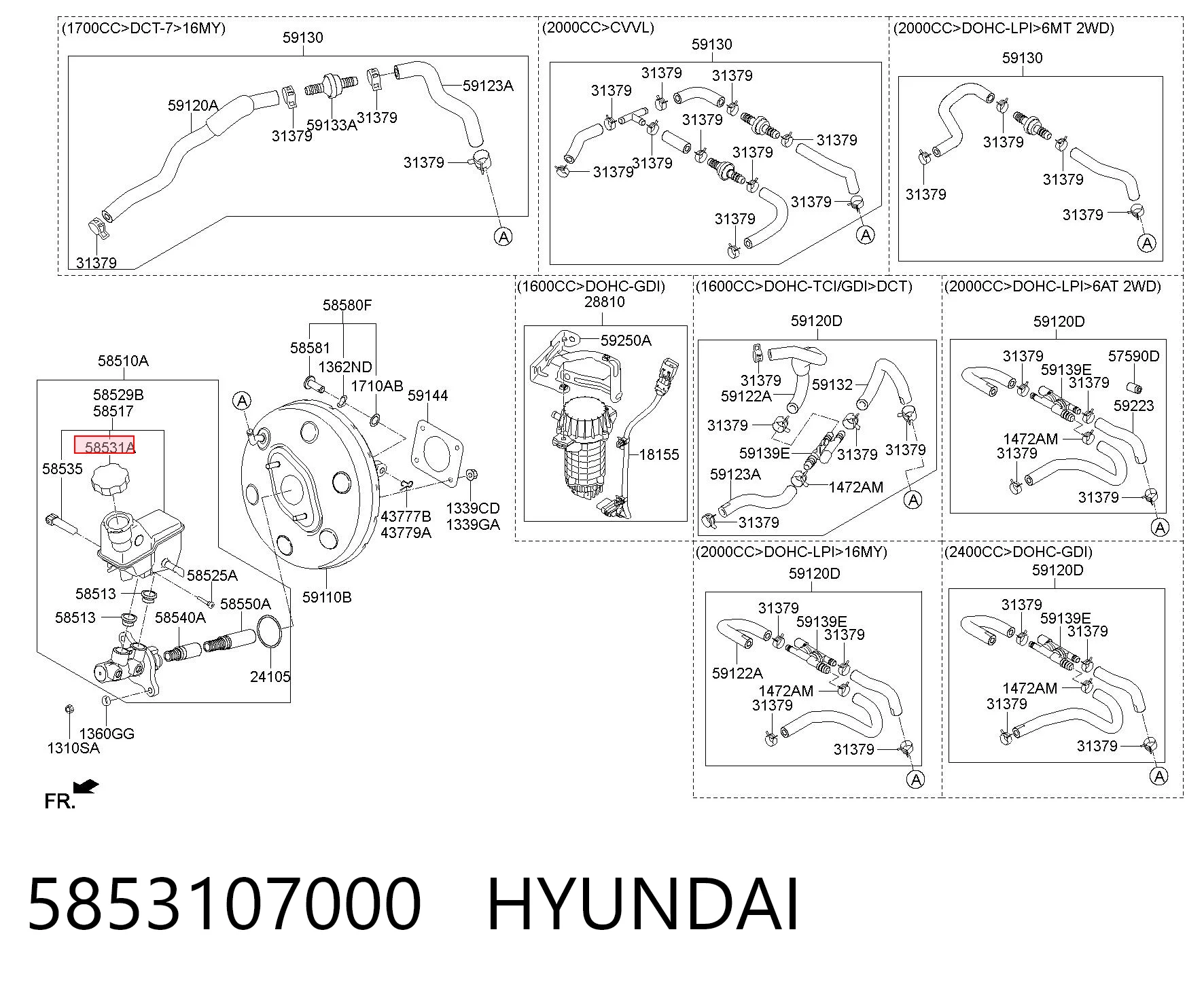 5853107000 Hyundai/Kia Tapa del depósito del cilindro maestro de freno