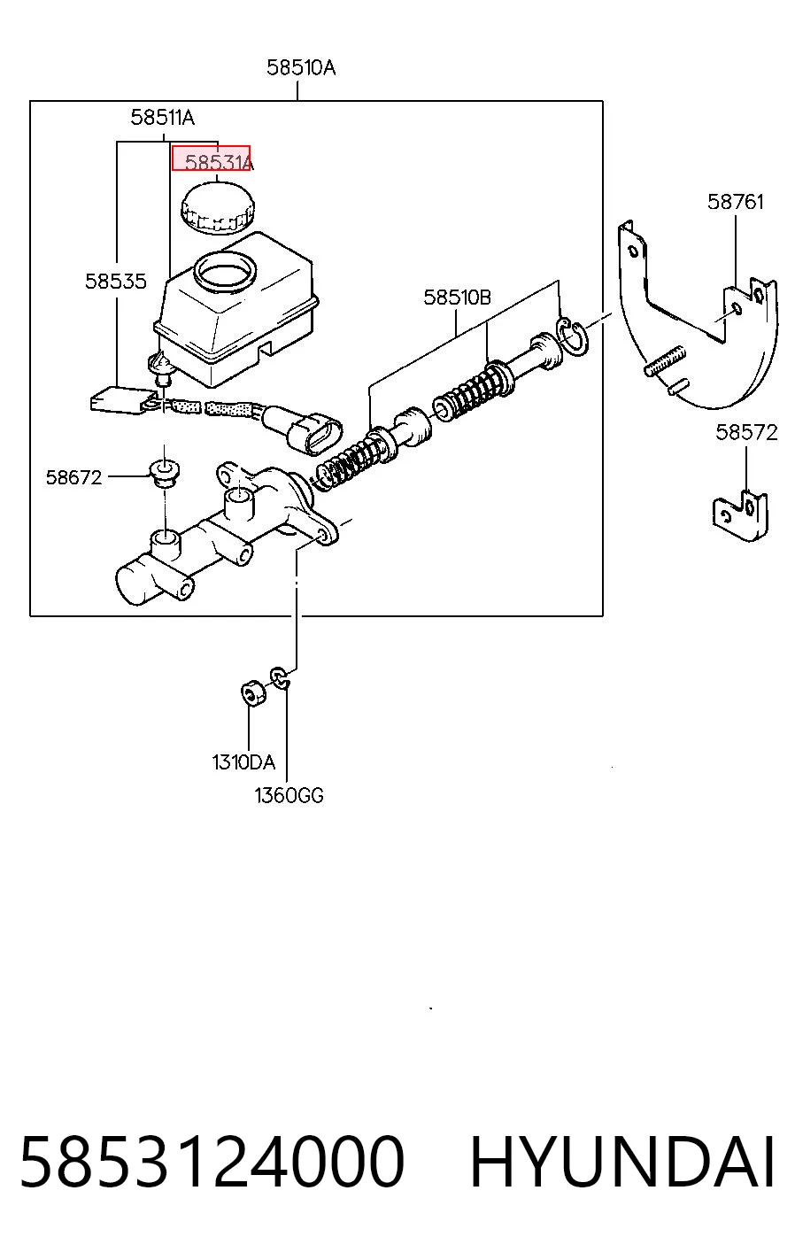 5853124000 Hyundai/Kia Tapa del depósito del cilindro maestro de freno