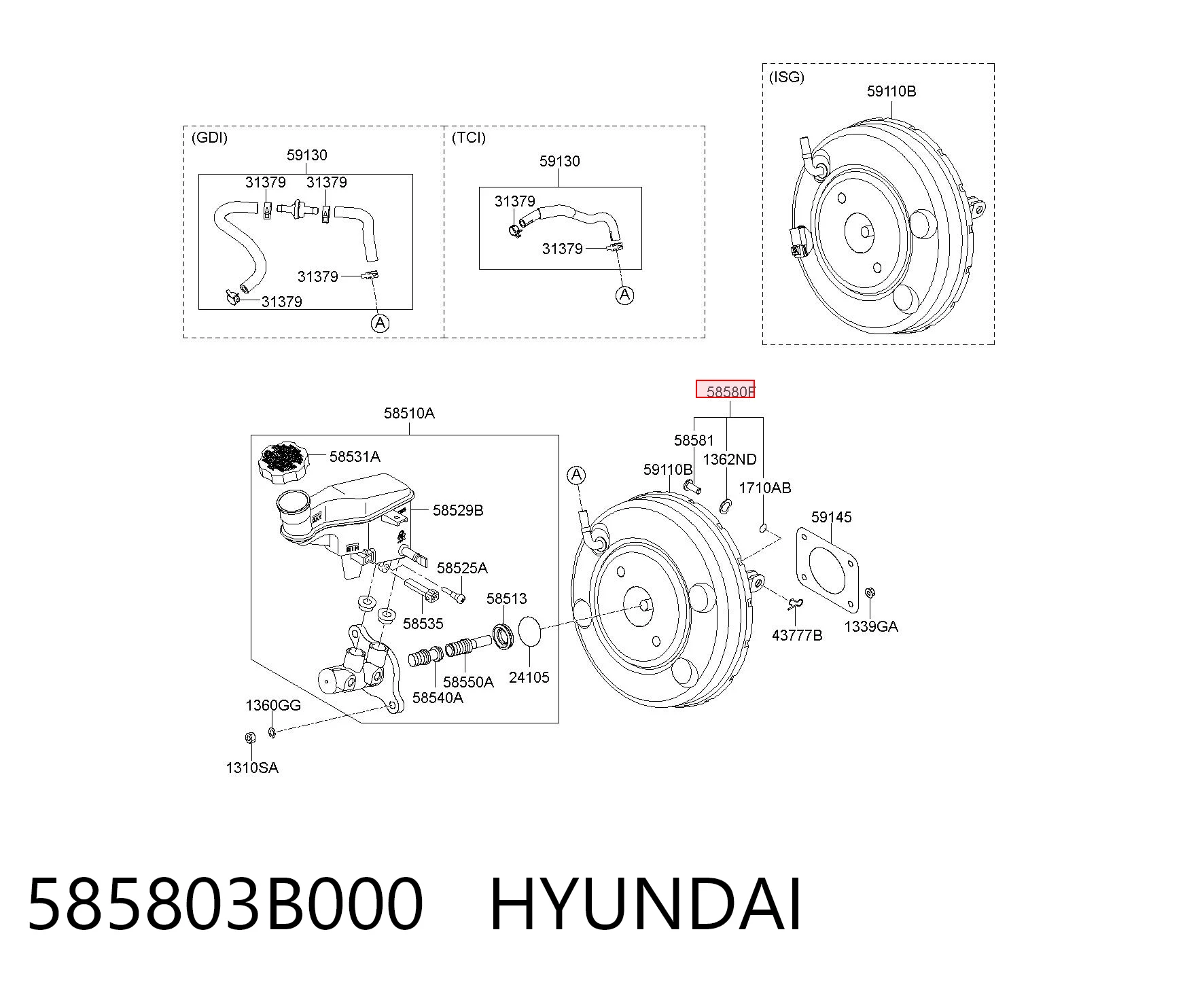 585803B000 Hyundai/Kia Vástago del servofreno
