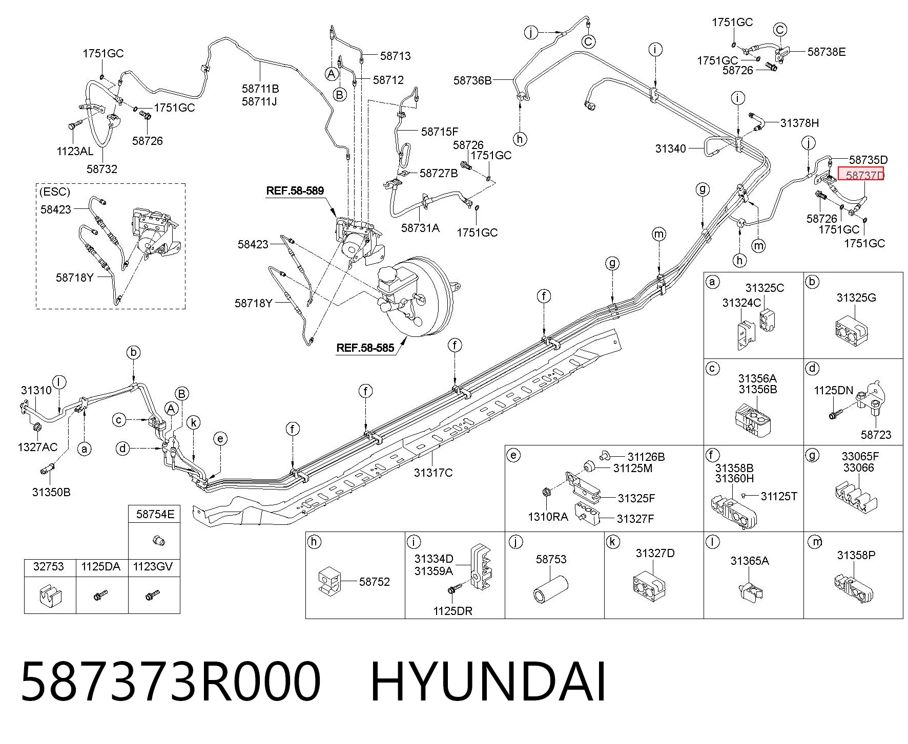 587373R000 Hyundai/Kia Manguera de freno trasero izquierdo