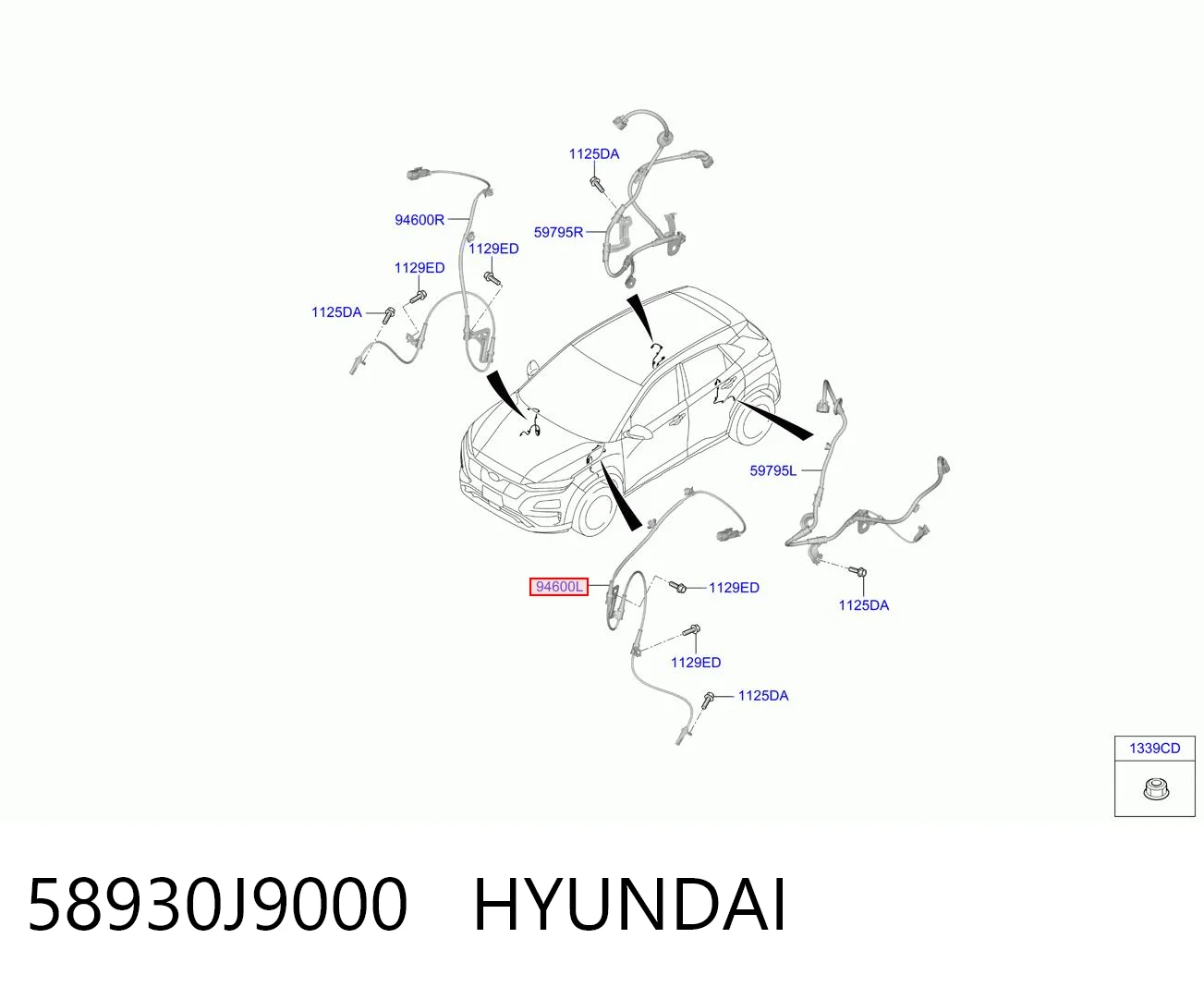 58930J9000 Hyundai/Kia Sensor ABS delantero izquierdo
