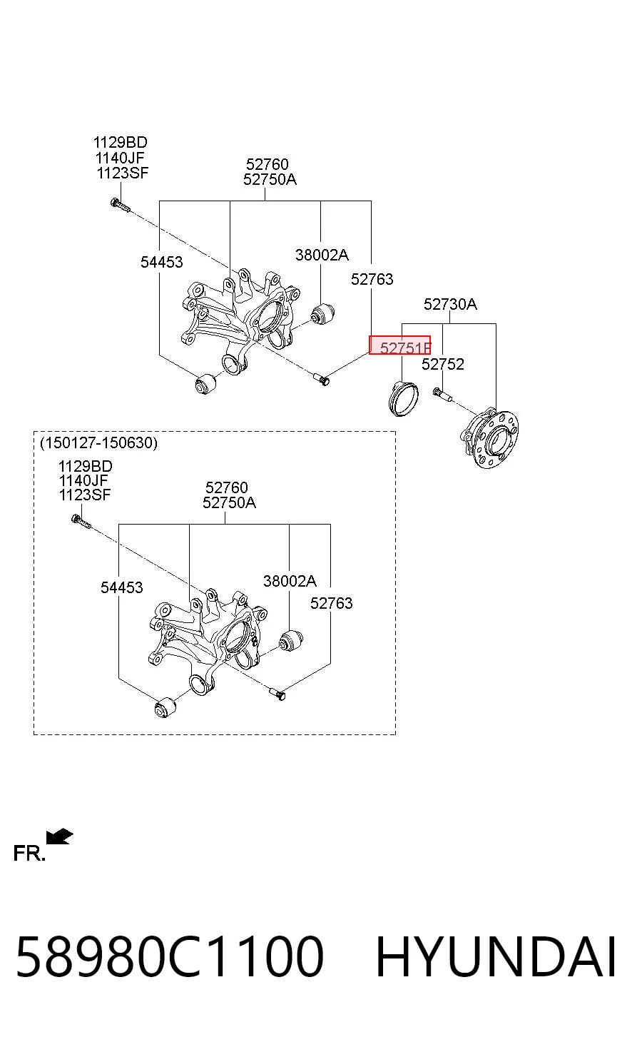 58980C1100 Hyundai/Kia Sensor ABS, rueda trasera