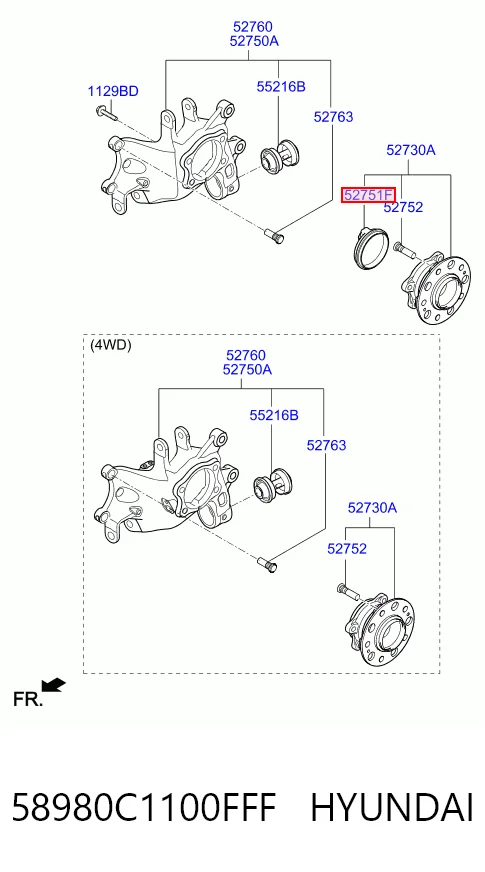 58980C1100FFF Hyundai/Kia Sensor ABS trasero