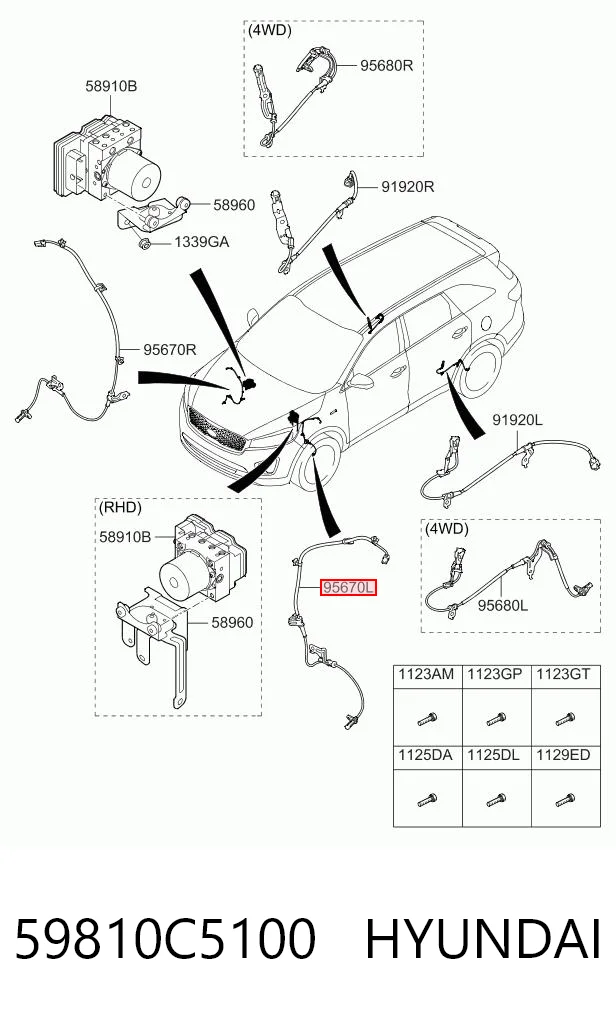 59810C5100 Hyundai/Kia Sensor ABS delantero izquierdo