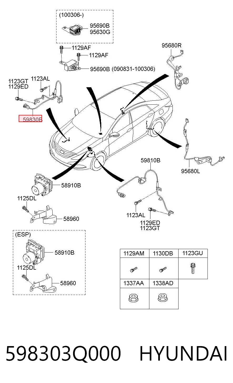 598303Q000 Hyundai/Kia Sensor de freno, delantero derecho