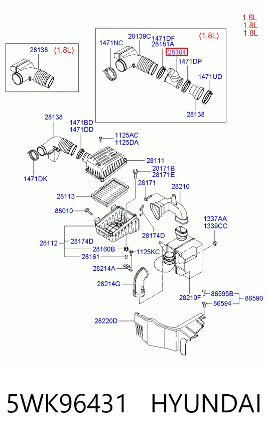 5WK96431 Hyundai/Kia Sensor de flujo de aire