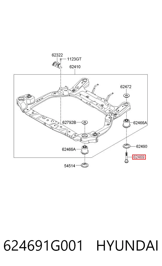 624691G001 Hyundai/Kia Perno de fijación del brazo inferior delantero