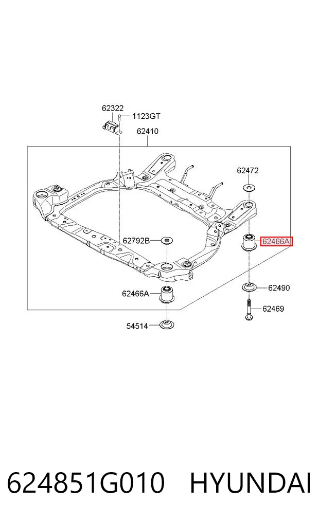 624851G010 Hyundai/Kia Buje silencioso del subchasis delantero