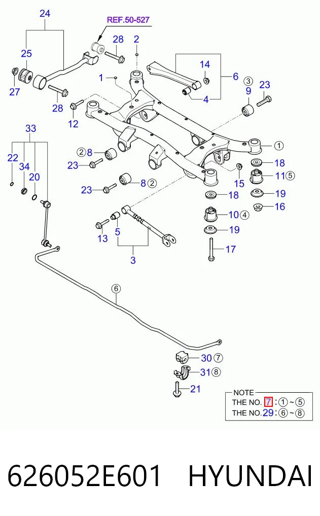 626052E601 Hyundai/Kia Subchasis trasero soporte motor