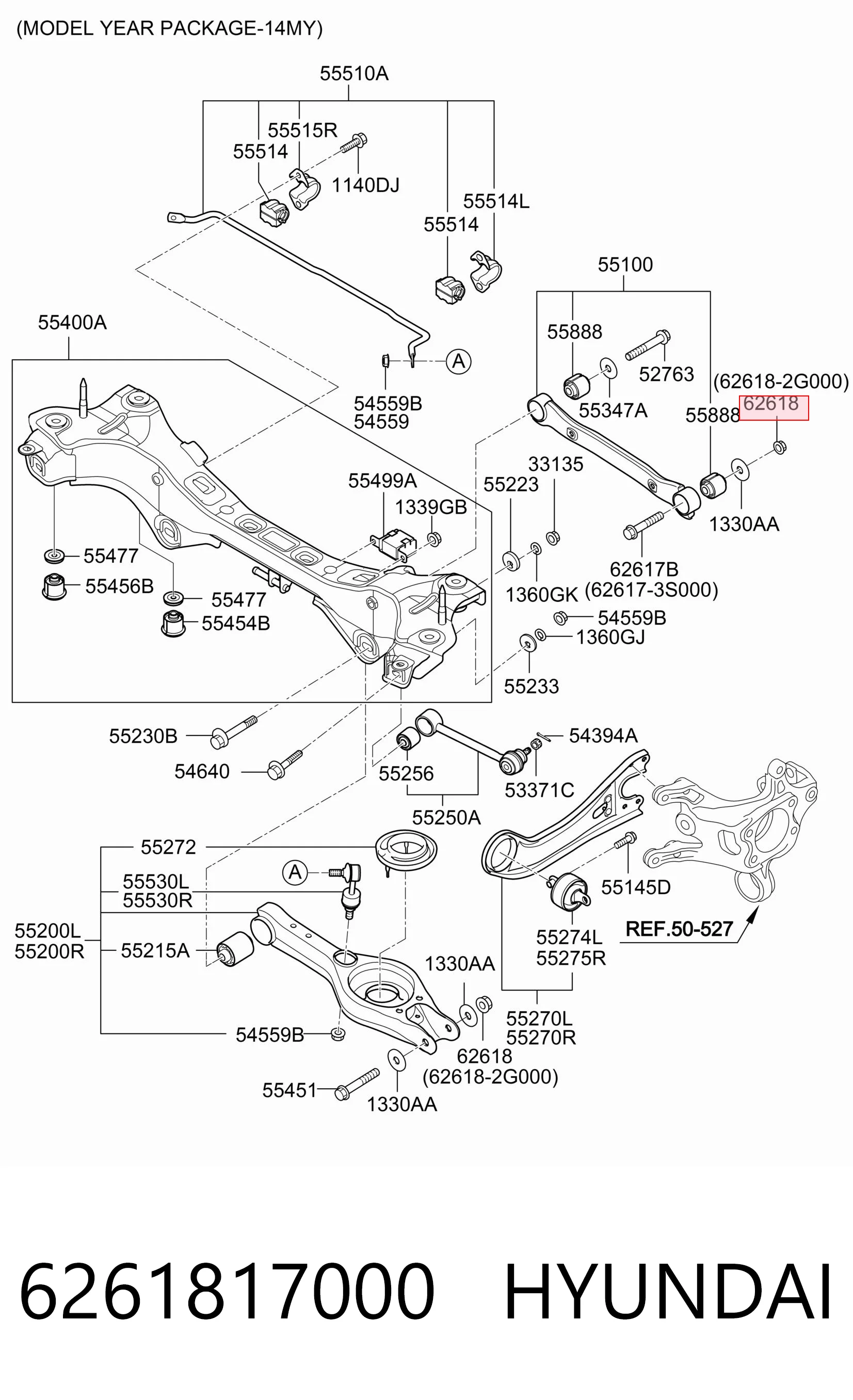 6261817000 Hyundai/Kia Tuerca del vástago del amortiguador delantero