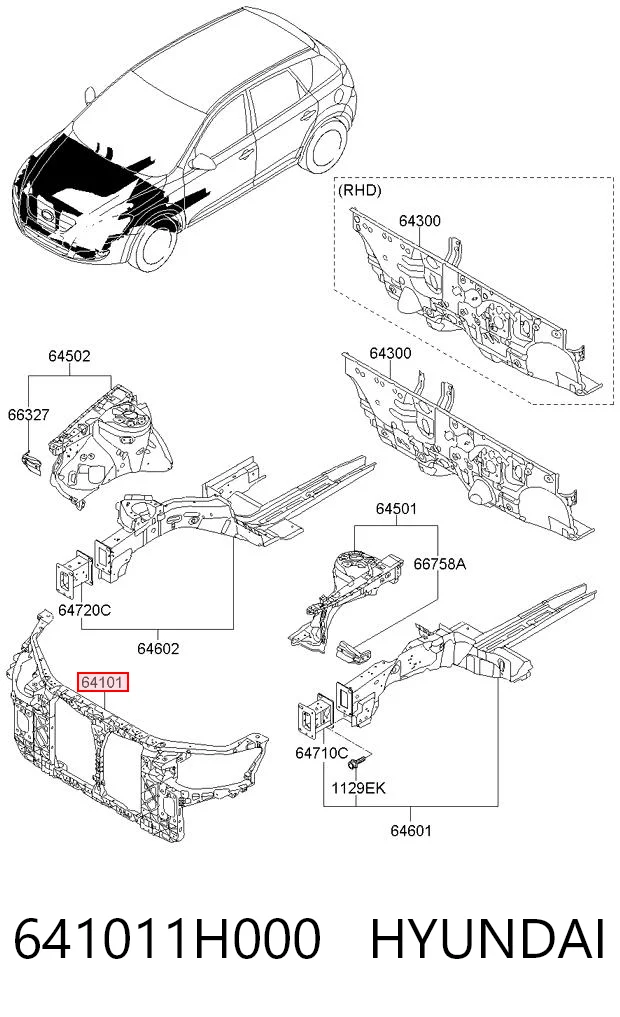 Soporte de radiador  Nissan/Infiniti 641011H300