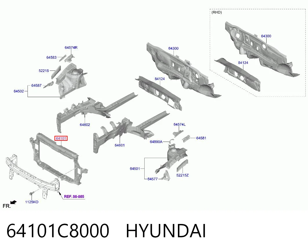Soporte de radiador completo (panel de montaje para foco) para Hyundai I20  GB