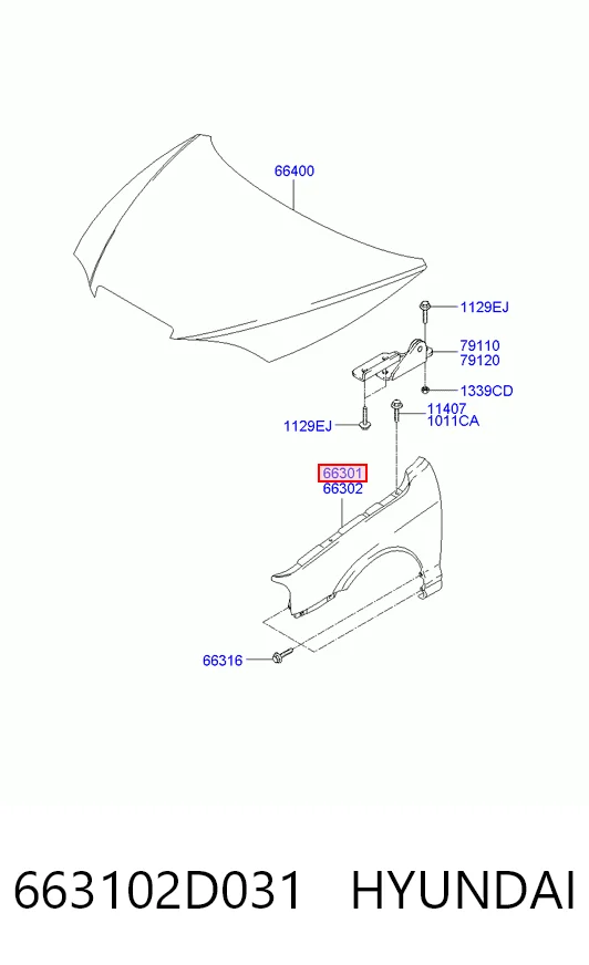Aleta delantera izquierda para Hyundai Elantra III (XD)