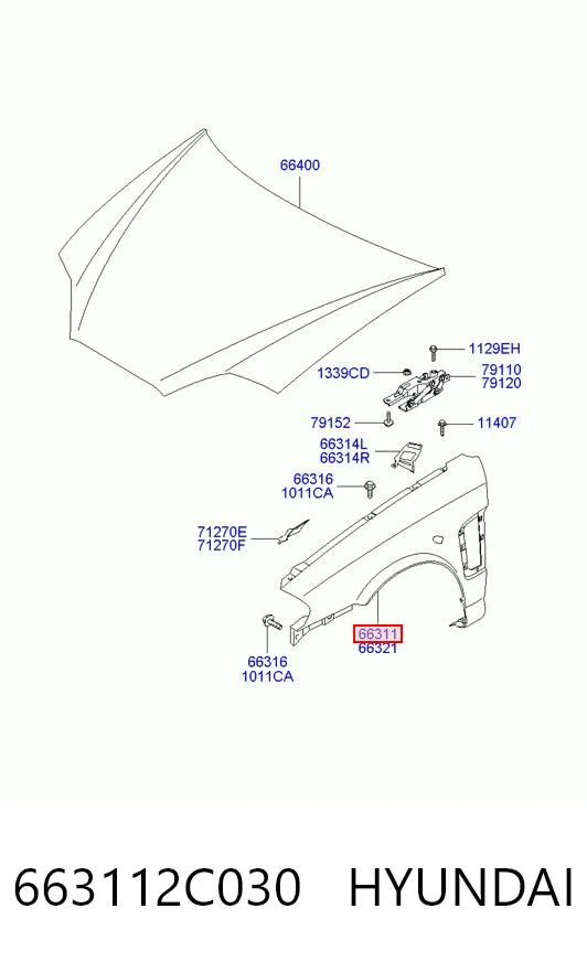 Aleta delantera izquierda para Hyundai Coupe II GK